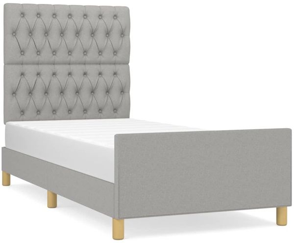 Einzelbettgestell Design für Erwachsene ohne Matratze Hellgrau 100x200 cm Stoff d4880e