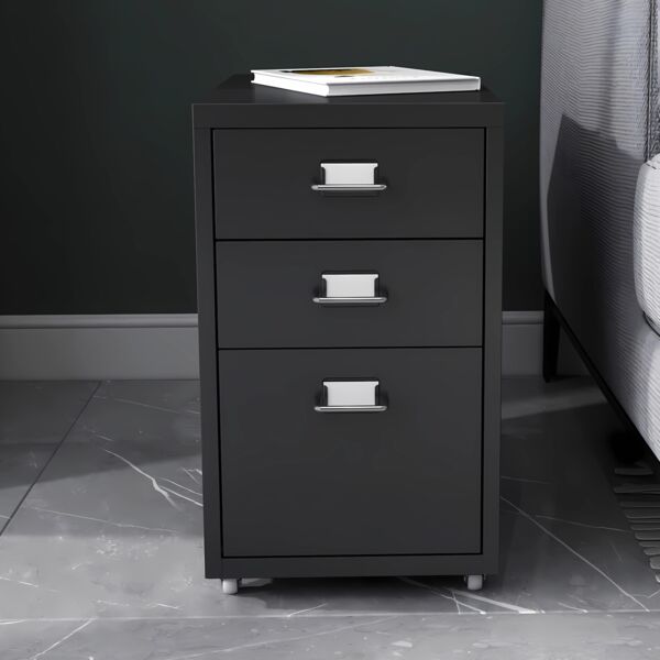 Rollcontainer Kökar mit 3 Schubladen 48x28x41 cm Schwarz [en. casa]