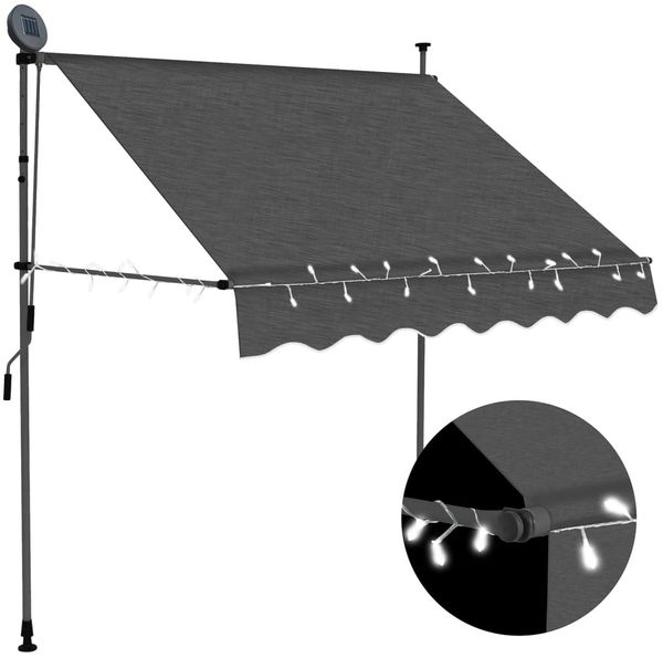vidaXL Einziehbare Markise Handbetrieben mit LED 100 cm Anthrazit 145862