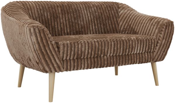 Polstersofa PIRS 2 Skandinavisches Sofa 2-Sitzer, Sofa mit Wellenfederung, Breite 140 cm, Buche Füße Hoher Sitzkomfort - Braun Cord Bild 6