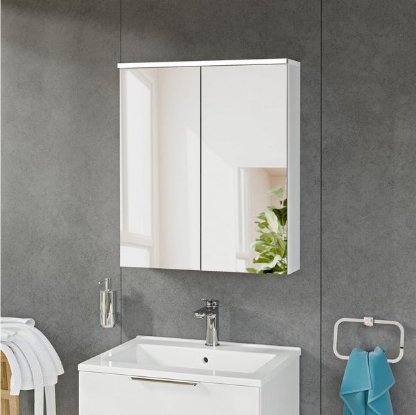 Bernstein Badezimmerspiegelschrank SOLO 60cm Weiß matt LED-Spiegelschrank 2-türig