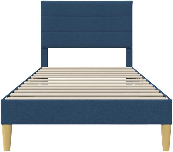 vidaXL Bettrahmen mit Kopfteil Blau 90 x 190 cm Stoff 42027557 Bild 4