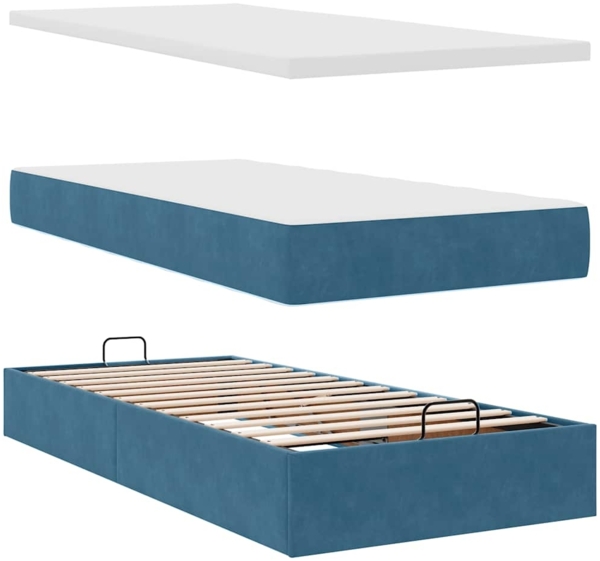 vidaXL Ottoman-Bett mit Matratzen Dunkelblau 160x200 cm Samt 3312072 Bild 7