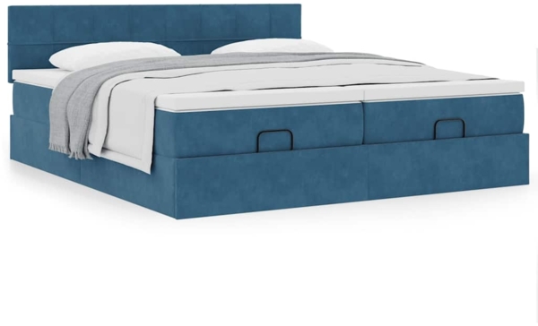 vidaXL Ottoman-Bett mit Matratzen Dunkelblau 160x200 cm Samt 3312072 Bild 3
