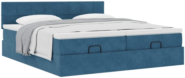 vidaXL Ottoman-Bett mit Matratzen Dunkelblau 160x200 cm Samt 3312072 Bild 4