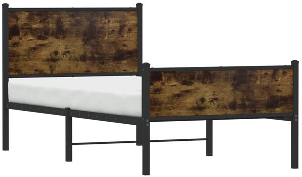 vidaXL Metallbett ohne Matratze Räuchereiche 90x200 cm 4007843 Bild 4