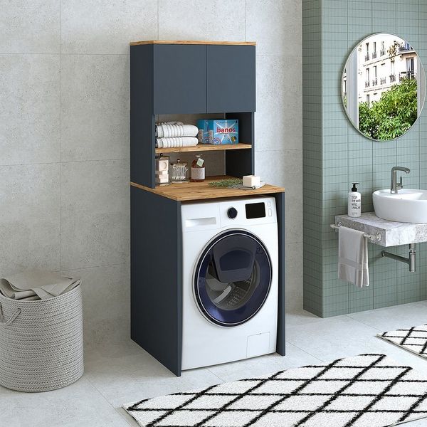 Roomart Waschmaschinenumbauschrank Waschmaschinenschrank EKO – Überbauschrank Bad in 4 Farben (Waschmaschinenschrank EKO – Überbauschrank in 4 Farben) Überbauschrank, 2 Türen, offenes Mittelfach in 4 Farben