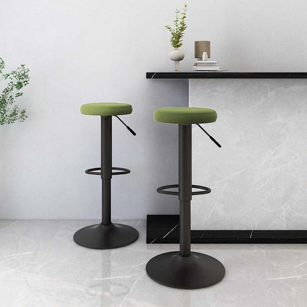 vidaXL Barhocker 2 Stk. Hellgrün Samt 333145