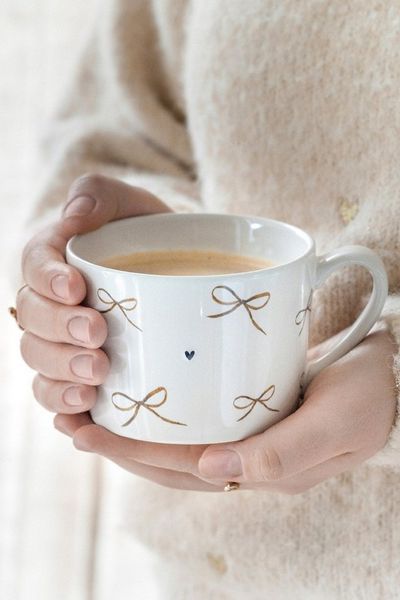 Bastion Collections Geschirr-Set Tasse - SCHLEIFEN - weiß