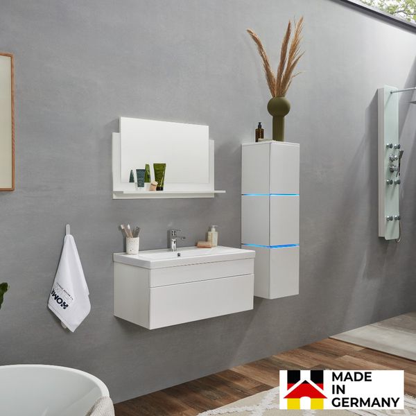 HOME DELUXE Badmöbel-Set mit LED-Beleuchtung 'WANGEROOGE BIG - L', Weiß
