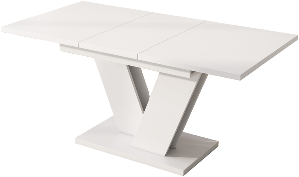 Esstisch 120/160x80 cm ausziehbar – rechteckiger Tisch aus MDF in Weiß mit V-förmigen Metallbeinen Bild 9