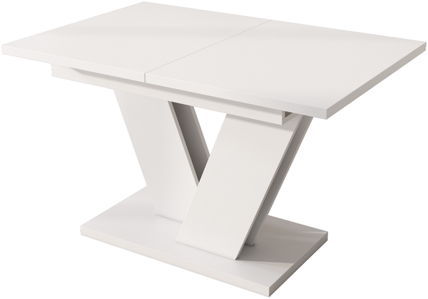 Esstisch 120/160x80 cm ausziehbar – rechteckiger Tisch aus MDF in Weiß mit V-förmigen Metallbeinen Bild 10
