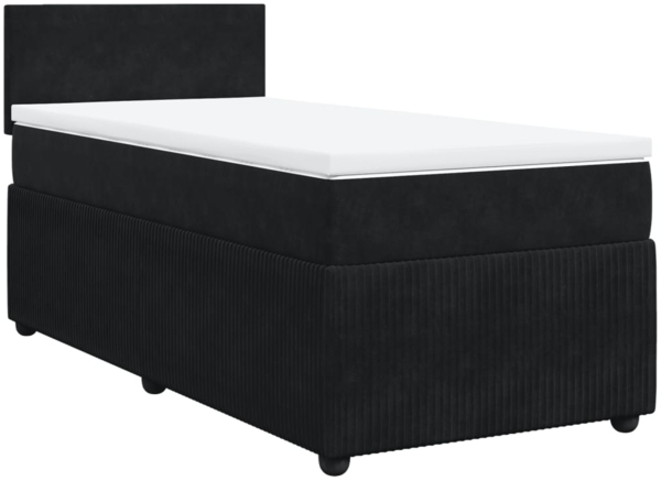 vidaXL Boxspringbett mit Matratze Schwarz 80x200 cm Samt 3287586
