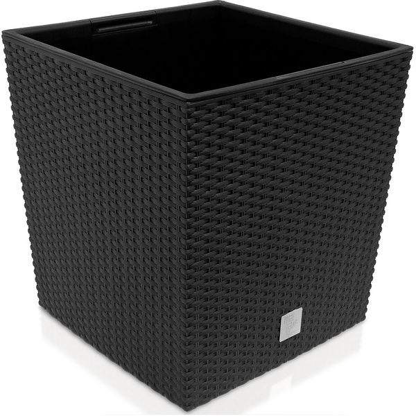 Prosperplast 'Rato' Blumentopf, Polyrattan, Anthrazit, 40 x 40 x 40,8 cm, 37 Liter