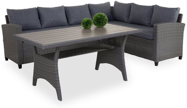 Outdoor Gartenlounge-Set Lounge Outdoor TAMPA 3-tlg. grau Lounge Gruppe Essplatzlounge