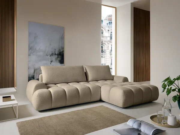 Vente-unique - FARNETA Sofa Stoff Schokoladenbraun - B 177 cm x H 86 cm x L 280 cm
