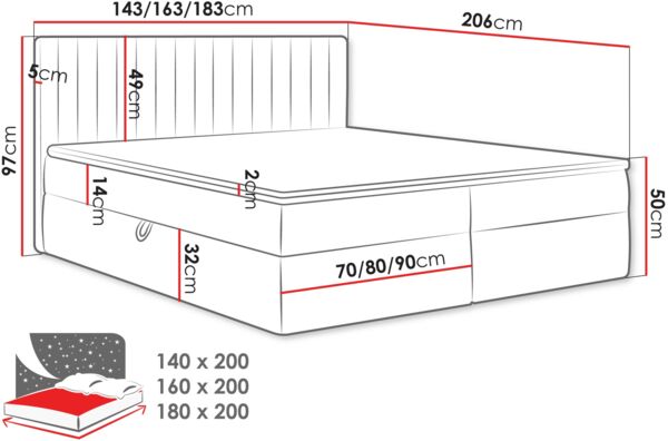 Boxspringbett Tirulo (Farbe: Polo 897, Größe: 160 x 200) Bild 8