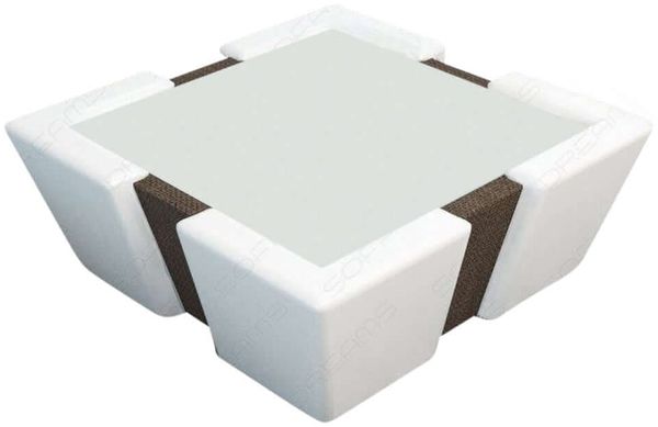 Couchtisch Apollonia - Strukturstoff - braun-weiß