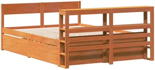 vidaXL Massivholzbett ohne Matratze Wachsbraun 150x200 cm Kiefernholz 3306380 Bild 8