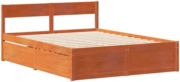 vidaXL Massivholzbett ohne Matratze Wachsbraun 150x200 cm Kiefernholz 3306380 Bild 5