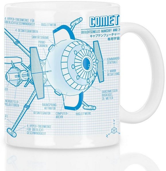 style3 Tasse, 1-tlg, Keramik, Captain Future Kaffeebecher Tasse comet blaupause captain anime 80er