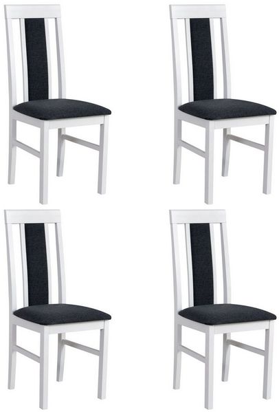 MOEBLO Stuhl ELIONA 2 (Eleganter Massivholz-Stuh – zeitloses Design mit gepolstertem Sitz für stilvolle Wohnräume, Polsterstühle, Holzstühle, Esszimmerstühle, Gepolstert Massivholz, 4 St), (BxHxT):43x96x40cm