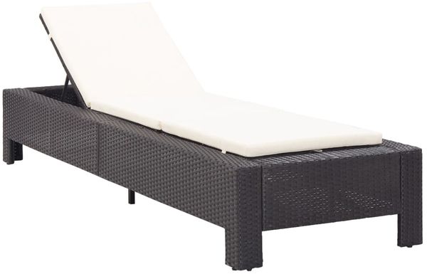 vidaXL Sonnenliege mit Auflage Schwarz Poly Rattan 46234