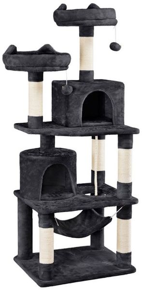 Yaheetech Kratzbaum 158/181 cm (H), Katzenbaum Kletterbaum 2 Aussichtsplattformen & 2 Höhlen & Hängematte
