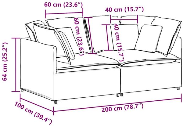 vidaXL Modulares Sofa mit Kissen Cordstoff Hellgrau 3321257 Bild 9