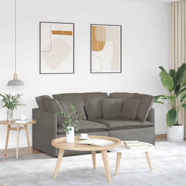 vidaXL Modulares Sofa mit Kissen Cordstoff Hellgrau 3321257