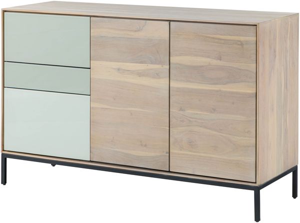 Kommode Akazie 134x45x85 grau-weiß geölt CHICAGO #07