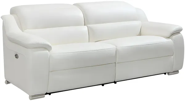 Vente-unique - Relaxsofa elektrisch 3-Sitzer - Leder - Elfenbeinfarben - ARENA III