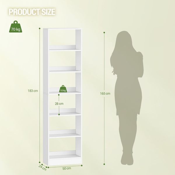Bücherregal, 6-Tier Bücherschrank, Würfelregal, Modernes offenes Regal aus Holz, Aufbewahrungsregale und Präsentationsregale für Wohnzimmer, Home Office, Schlafzimmer, Weiß Bild 8