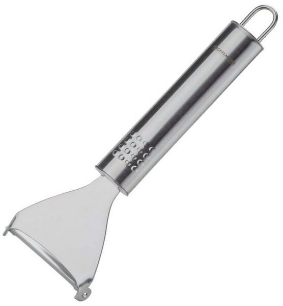 Fackelmann Ziehschäler OVALGRIFF, Universalschäler aus Edelstahl, robuster Schäler für Gemüse und Obst mit scharfer Klinge (Farbe: Silber), Menge: 1 Stück