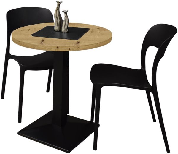Bartisch rund Elanur 70 cm schwarz matt/asteiche 14583