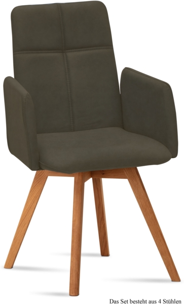Armlehnstuhl (4er-Set) Dinah 52x92x60 Eiche geölt/Khaki