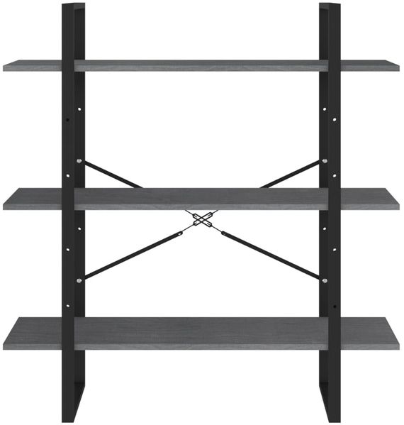 Bücherregal | Standregal 3 Böden Grau 100x30x105 cm Massivholz Kiefer Bild 5