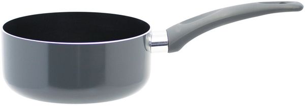 Kasserolle ROM 16 cm grau aus Aluminium mit Antihaftversiegelung und Soft-Touch-Griffen – kratzfest, induktionsgeeignet, für alle Herdarten