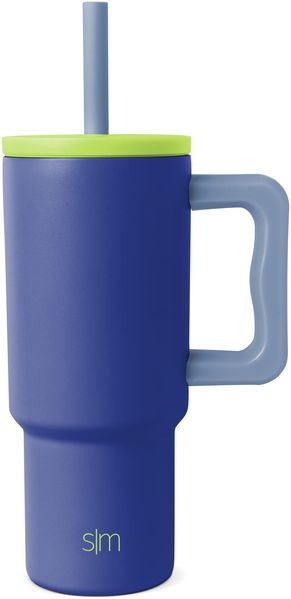 Simple Modern Thermobecher mit Silikonstrohhalm und Griff | Isolierter Edelstahl-Trinkbecher Eiskaffee-Reisebecher | Trek | 710ml | Asteroid