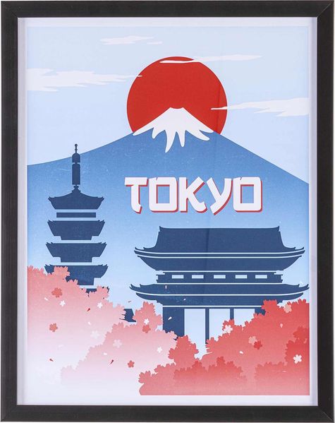 Bild Tokyo, moderner Druck auf Papier, rechteckig, hellblau-bunt, 40x50 cm, Kunststoffrahmen