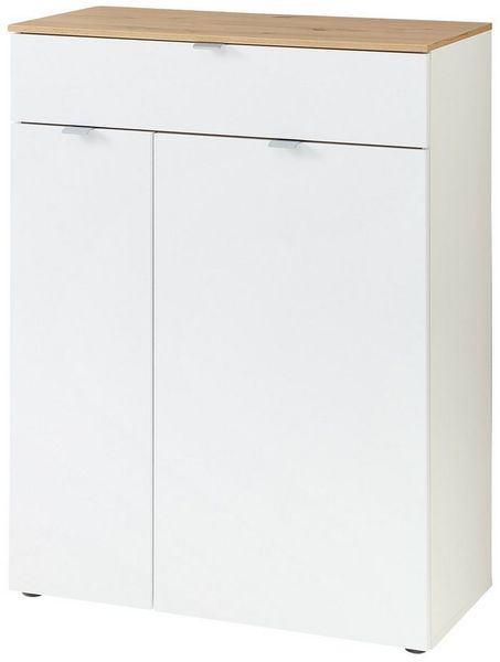 BARI Schuhschrank in Weiß, Artisan Eiche Optik FSC-Zertifiziert - Modernes Schuhregal mit viel Stauraum für Ihre Schuhe - 78 x 103 x 38 cm (B/H/T)