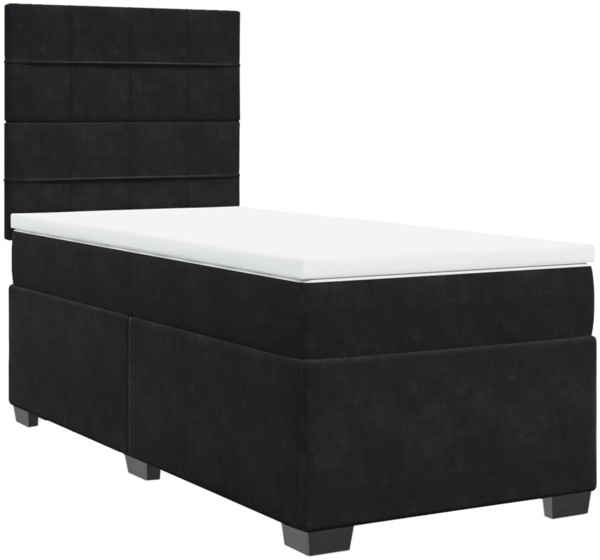 vidaXL Boxspringbett mit Matratze Schwarz 90x200 cm Samt 3290812
