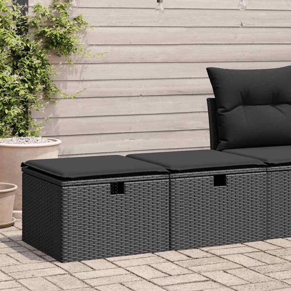 vidaXL 2-tlg. Garten-Sofagarnitur mit Kissen Schwarz Poly Rattan 3328668