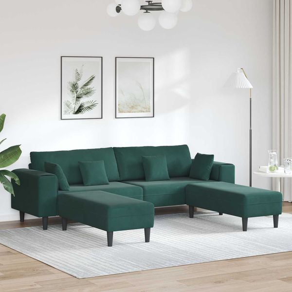 vidaXL Sofa 3 pcs Dunkelgrün 250 x 188 x 76 cm Samt 3335174