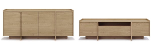 Beautysofa Wohnzimmer-Set JUNI, (im Japandi-Stil, Push-to-Open-Funktion), Kommode + TV-Schrank