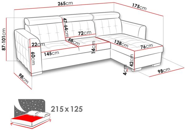 Ecksofa Zara (Farbe: Kronos 05, Seite: Rechts) Bild 6