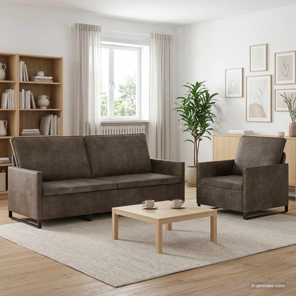 vidaXL Sofa-Set 2 pcs Dunkelgrau Kunstwildleder 3433128