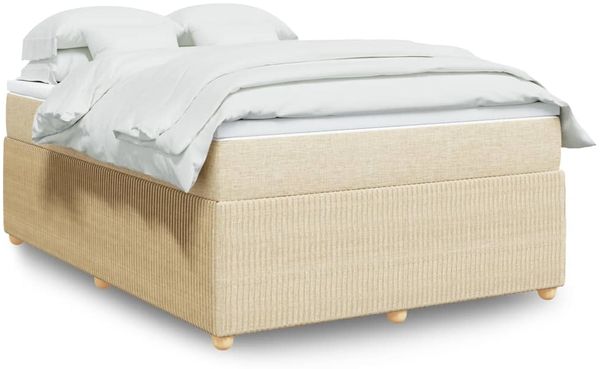 vidaXL Boxspringbett mit Matratze Creme 160x200 cm Stoff 3285586