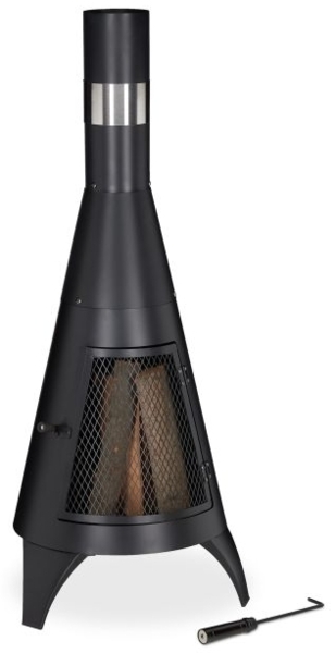 Terrassenofen mit Tür schwarz 10026550