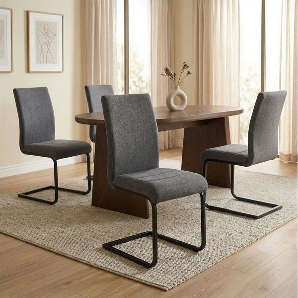 IDIMEX Esszimmerstuhl LETICIA (4 St), Schwingstühle modern für 4 Personen gepolstert Stoffbezug Anthrazit